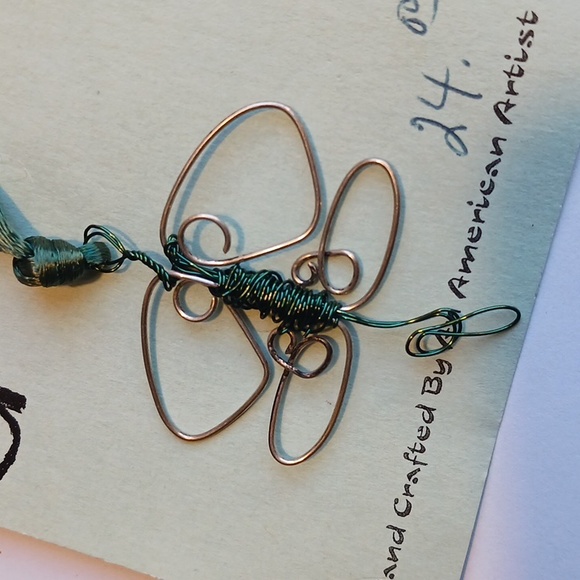 Dragonfly Necklace Vintage Hand Crafted Wire  #eshopchicago Artist - Picture 4 of 5
